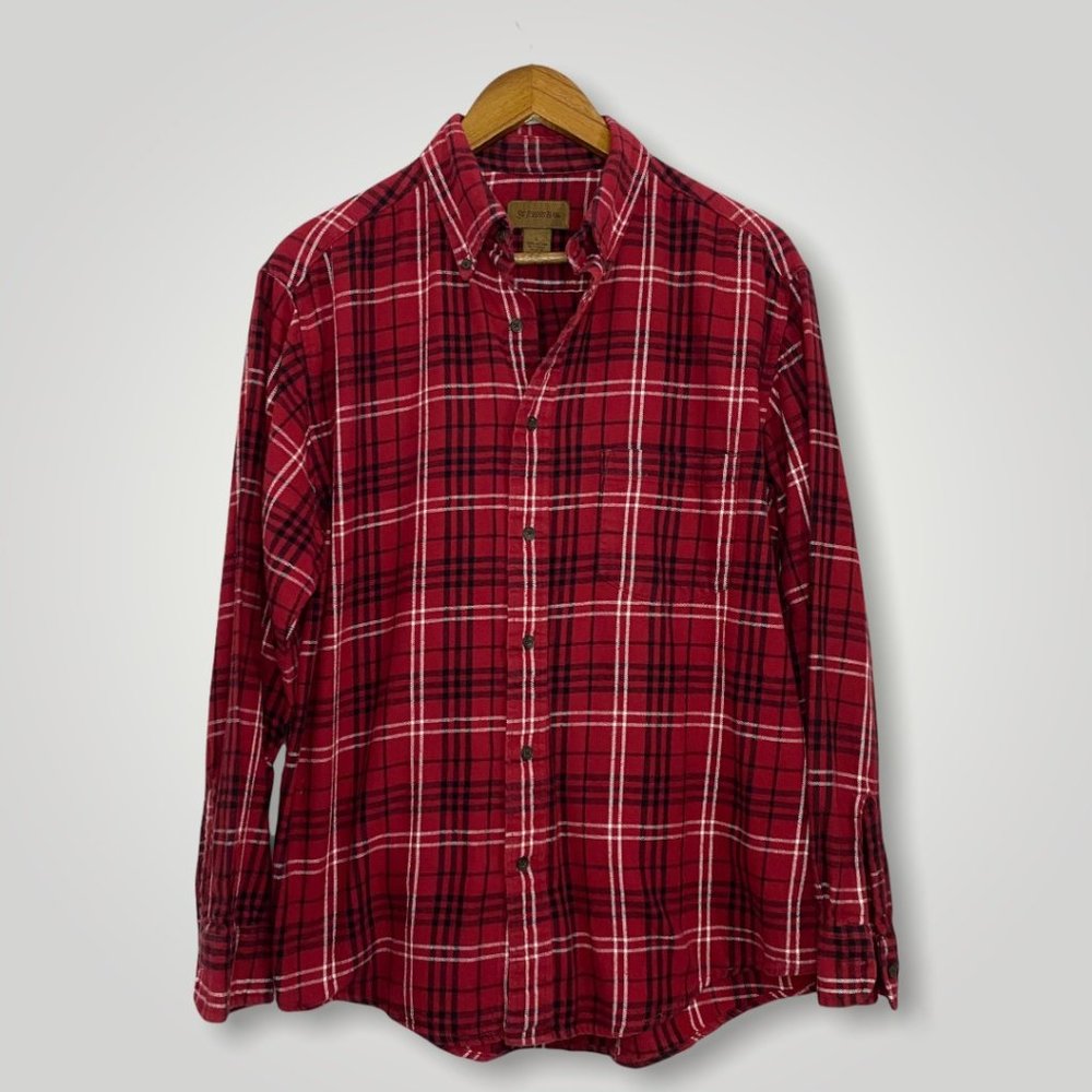 St. John's Bay Size L Red and Black flannel Mens shirt
